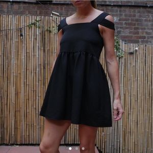 shoulder cut out babydoll dress cap sleeves